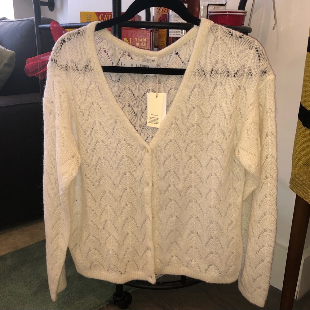 Aritzia alpaca wool cream cardigan